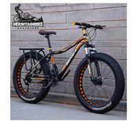 Wmmner Hardtail Mountain Bike with Front Suspension Mechanical Disc Brake for Adults Men Women, High-Carbon Steel All Terrain Fat Tire Mountain Bike, Anti-Slip Bicycle,Green 2,24 inch 21 Speed/Orange
