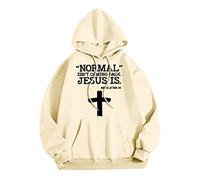 Wmmner Hoodie Men Normal Isnt Coming Back Letter Printed Oversized Classic Draw Stpocket Long Sleeve Hooded Sweatshirt Outdoor Casual Fashion Fresh Look/Beige/L