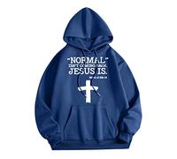 Wmmner Hoodie Men Normal Isnt Coming Back Letter Printed Oversized Classic Draw Stpocket Long Sleeve Hooded Sweatshirt Outdoor Casual Fashion Fresh Look/Blue/L