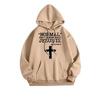 Wmmner Hoodie Men Normal Isnt Coming Back Letter Printed Oversized Classic Draw Stpocket Long Sleeve Hooded Sweatshirt Outdoor Casual Fashion Fresh Look/Khaki/L
