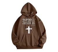Wmmner Hoodie Men Normal Isnt Coming Back Letter Printed Oversized Classic Draw Stpocket Long Sleeve Hooded Sweatshirt Outdoor Casual Fashion Fresh Look/Coffee/XL