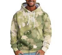 Wmmner Hoodies for Men Camouflage Mosaic Hooded Casual Long Sleeve Sweatshirt Pullover Top with Pocket Fall Hoodie Clothing/Green Hoodies for Men/M