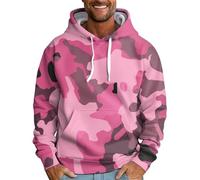 Wmmner Hoodies for Men Camouflage Mosaic Hooded Casual Long Sleeve Sweatshirt Pullover Top with Pocket Fall Hoodie Clothing/Pink Hoodies for Men/M