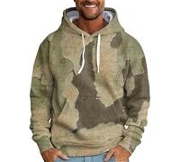 Wmmner Hoodies for Men Camouflage Mosaic Hooded Casual Long Sleeve Sweatshirt Pullover Top with Pocket Fall Hoodie Clothing/Khaki Hoodies for Men/XXL