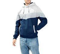 Wmmner Hoodies for Men Color Block Hooded Winter Warm Sweatshirts Fall Casual Hoodie with Pocket Long Sleeve Pullover Tops/White Hoodies for Men/L