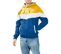 Wmmner Hoodies for Men Color Block Hooded Winter Warm Sweatshirts Fall Casual Hoodie with Pocket Long Sleeve Pullover Tops/Yellow Hoodies for Men/XXL