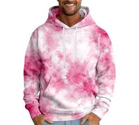 Wmmner Hoodies for Men Fashion Tie-Dye Loose Fit, Draw Stpocket Casual Styles Modern Stylish Hooded Sweatshirt Fall and Winter Leisure Outdoor Tops Jacket/Pink/XXL