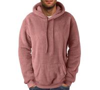 Wmmner Hoodies for Men Fuzzy Sherpa Hooded Long Sleeve Pullover Tops Fleece Sweatshirts with Pocket Solid Color Clothing/Pink Hoodies for Men/3Xl