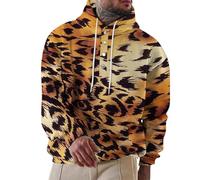 Wmmner Hoodies for Men Leopard Print Hooded Quarter Button Down Sweatshirt Fall Long Sleeve Pullover Tops with Pocket Hoodie/Leopard1 Hoodies for Men/3Xl