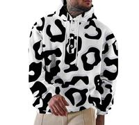 Wmmner Hoodies for Men Leopard Print Hooded Quarter Button Down Sweatshirt Fall Long Sleeve Pullover Tops with Pocket Hoodie/Blue Hoodies for Men/XL