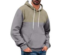 Wmmner Hoodies for Men Patchwork Color Hooded Colorblock Sweatshirts with Pocket Casual Long Sleeve Pullover Tops Clothing/K Gray Hoodies for Men/6Xl