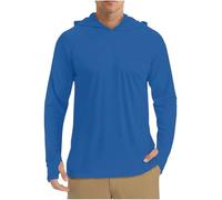 Wmmner Hoodies for Men Uk Solid Colour Sweatshirt Long Sleeve Pullover Tops with Thumb Hole Jumper Blouse Upf 50+ Sun Protection Hoodie Lightweight Hooded Blouses Sport Activewear Moisture Wicking/Blu