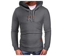 Wmmner Hoodies for Men Waffle Hooded Solid Color Sweatshirt Shirts Knit Hoodie Casual Winter Fall Long Sleeve Pullover Tops/K Gray Hoodies for Men/M