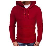 Wmmner Hoodies for Men Waffle Hooded Solid Color Sweatshirt Shirts Knit Hoodie Casual Winter Fall Long Sleeve Pullover Tops/Red Hoodies for Men/5Xl