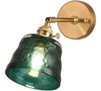 Wmmner Japanese Art Glass Wall Lamp, E27Simple Modern Sconce, Literary Style Hammered Glass Wall Washer, Bedside Brass Small Bracket Light