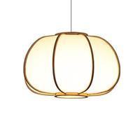 Wmmner Japanese Style round Lantern Handmade Woven Chandelier Pumpkin Sfabric Light Indoor Adjustable Height Ceiling Light Fixture for Kitchen Island Dining Room Bedroom Hallway Living R/One Color/38C
