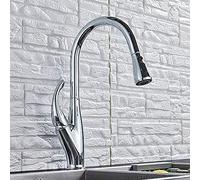 Wmmner Kitchen Faucet Pull Down Sprayer, Single Handle 360° Rotating Mixer Tap, Flexible Coil Design, Modern Stainless Steel Kitchen Sink Faucet for Easy Washing and Cleaning