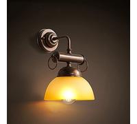 Wmmner Lamps European Wall Light Retro Industrial Style Iron Wall Lamp, Antique Glass Sconce - Restaurant Decoration Lamp,Wall Mounted Reading Light Indoor Wall Sconce Glass Shade,The Light is Bright