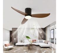 Wmmner Large Ceiling Fans with Lights and Remote Modern Bedroom Silent Ceiling Fan with Light Reversible 6-Speed Ceiling Fan with Lamps Timer Living Room Three Colors with Memory Function-White/Black