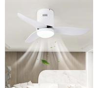 Wmmner Large Ceiling Fans with Lights and Remote Modern Bedroom Silent Ceiling Fan with Light Reversible 6-Speed Ceiling Fan with Lamps Timer Living Room Three Colors with Memory Function-White/White