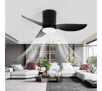 Wmmner Large Ceiling Fans with Lights and Remote Modern Bedroom Silent Ceiling Fan with Light Reversible 6-Speed Ceiling Fan with Lamps Timer Living Room Three Colors with Memory Function-White/Black