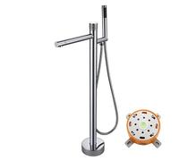 Wmmner Large-Flow Ceramic Valve Core Floor-Standing Bathtub Faucet and Fashionable Cylinder Edge Vertical Faucet Shower Set with Embedded Box,Matte Black/a/a