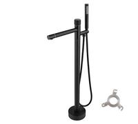Wmmner Large-Flow Floor-Standing Bathtub Faucet Ceramic Valve Core Hot and Cold Mixed Water Tank Side Vertical Faucet Shower Set Ground Water Connection,Matte Black/a/a