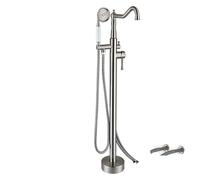 Wmmner Large Flow Retro Hot and Cold Water Mixed Floor-Standing Faucet Bathroom Floor-Standing Bathtub Faucet Shower Set Wall Water Connection,Chrome/a/a