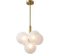 Wmmner Large Glass Globe Ceiling Light Fixtures Semi Flush Mount Light Hanging Ceiling Lamp Compatible with Kitchen Island,Ceiling Chandelier/Bianco/5 Head