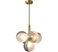 Wmmner Large Glass Globe Ceiling Light Fixtures Semi Flush Mount Light Hanging Ceiling Lamp Compatible with Kitchen Island,Ceiling Chandelier/Smoke Gray/5 Head