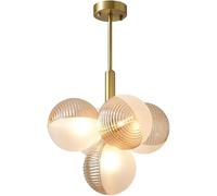 Wmmner Large Glass Globe Ceiling Light Fixtures Semi Flush Mount Light Hanging Ceiling Lamp Compatible with Kitchen Island,Ceiling Chandelier/Cognac/5 Head