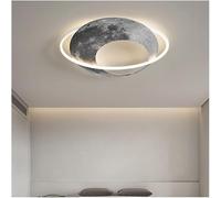 Wmmner Led Moon Ceiling Lamps Corridor Aisle Planet Moon Lamp Personality Flush Mount Ceiling Lighting Fixture Compatible with a Warm Living Room and Bedroom,Led Ceiling Lamp/Black 49Cm/White Light