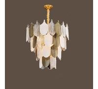 Wmmner Led Postmodern Lighting Living Room Glass Leaf Lampshade Art Deco Designer Light Suspension Luminaire Lampen Compatible with Dinning Room, (One Color 80Cm)/One Color/60Cm