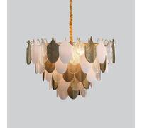 Wmmner Led Postmodern Lighting Living Room Glass Leaf Lampshade Art Deco Designer Light Suspension Luminaire Lampen Compatible with Dinning Room, (One Color 80Cm)/One Color/40Cm