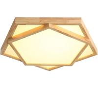 Wmmner Led Square Ceiling Light with Natural Wood-Look Modern Indoor Lamp Suitable Compatible with Kitchen Bedroom Hallway Living Room Bathroom, Chandelier/18W/Tricolor Light