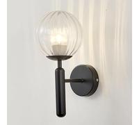 Wmmner Led Wall Light Indoor, Modern E27 Wall Sconce with Globe Glass Ball,1 Light, Vintage Metal Bedside Wall Lamp Fixtures for Living Room Bedroom Bathroom Hallway,Gold,A/Black/B