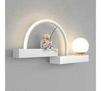 Wmmner Led Wall Sconce Lighting Fixture Children's Room Wall Mount Lamp with Resin Astronaut, Globe Headboard Light Girls Boys Bedroom Bedside Sconces Indoor 12W Wall Wash Lights/Blanc3 Color Mode