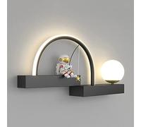 Wmmner Led Wall Sconce Lighting Fixture Children's Room Wall Mount Lamp with Resin Astronaut, Globe Headboard Light Girls Boys Bedroom Bedside Sconces Indoor 12W Wall Wash Lights/Svart3 Color Mode