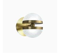 Wmmner Led Wall Sconce Modern D Brass Lamp with Round Glass Globe Clear Shade Tricolor Light Fxture for Bedside Bedroom Porch Vanity-Den 15X15Cm