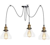 Wmmner Lights Multiple Adjustable DIY Ceiling Spider Lamp, Brass V-Intage Industrial Clear Glass Shade Chandelier Hanging Lighting,Led Ceiling Lamp/One Color/3 Lights