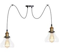 Wmmner Lights Multiple Adjustable DIY Ceiling Spider Lamp, Brass V-Intage Industrial Clear Glass Shade Chandelier Hanging Lighting,Led Ceiling Lamp/One Color/2 Lights