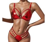 Wmmner Lingerie Sets hot Lingerie Babydoll Chemise Lace Christmas One Piece Romper Ladies Sex Front Cut Out Lace See through/Red-C/M