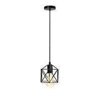 Wmmner Luminaire Rétro Cage, Lampe de Plafond de Ferme Réglable En Hauteur Pour Salle À Manger, Cuisine, Mini Lampe Industrielle En Métal, Lustres Géométriques Suspendus/Nero/1 Lumière