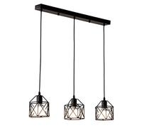 Wmmner Luminaire Rétro Cage, Lampe de Plafond de Ferme Réglable En Hauteur Pour Salle À Manger, Cuisine, Mini Lampe Industrielle En Métal, Lustres Géométriques Suspendus/Nero/3 Lumières