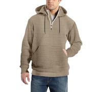 Wmmner Men's Half-Zip Pullover Pocket Relaxed Fit, Draw Stzipper Neck Fashionable Modern Style Hoody Sweatshirt Workout Running Athletic Leisure Sports Wear/Khaki/XXL