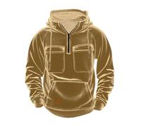 Wmmner Mens Hoodies Corduroy Sweatshirt Tops Qurater Zip up Jumper Blouse with Multi Pockets Hoodie Drawsthooded Sweatshirts Thermal Fall Winter Sweater Body Warmer Outdoor Casual Blouses/Khaki/Xl
