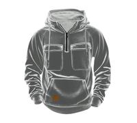 Wmmner Mens Hoodies Corduroy Sweatshirt Tops Qurater Zip up Jumper Blouse with Multi Pockets Hoodie Drawsthooded Sweatshirts Thermal Fall Winter Sweater Body Warmer Outdoor Casual Blouses/Gray/L