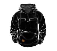 Wmmner Mens Hoodies Corduroy Sweatshirt Tops Qurater Zip up Jumper Blouse with Multi Pockets Hoodie Drawsthooded Sweatshirts Thermal Fall Winter Sweater Body Warmer Outdoor Casual Blouses/Black/M