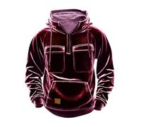 Wmmner Mens Hoodies Corduroy Sweatshirt Tops Qurater Zip up Jumper Blouse with Multi Pockets Hoodie Drawsthooded Sweatshirts Thermal Fall Winter Sweater Body Warmer Outdoor Casual Blouses/Wine/Xl