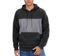 Wmmner Mens Hoodies Pullover Color Blocking Regular Fit, Elegant Pocket Draw Stmodern Style Hooded Sweatshirt Fall and Winter Casual Outdoor Tops Jumper/Black/L